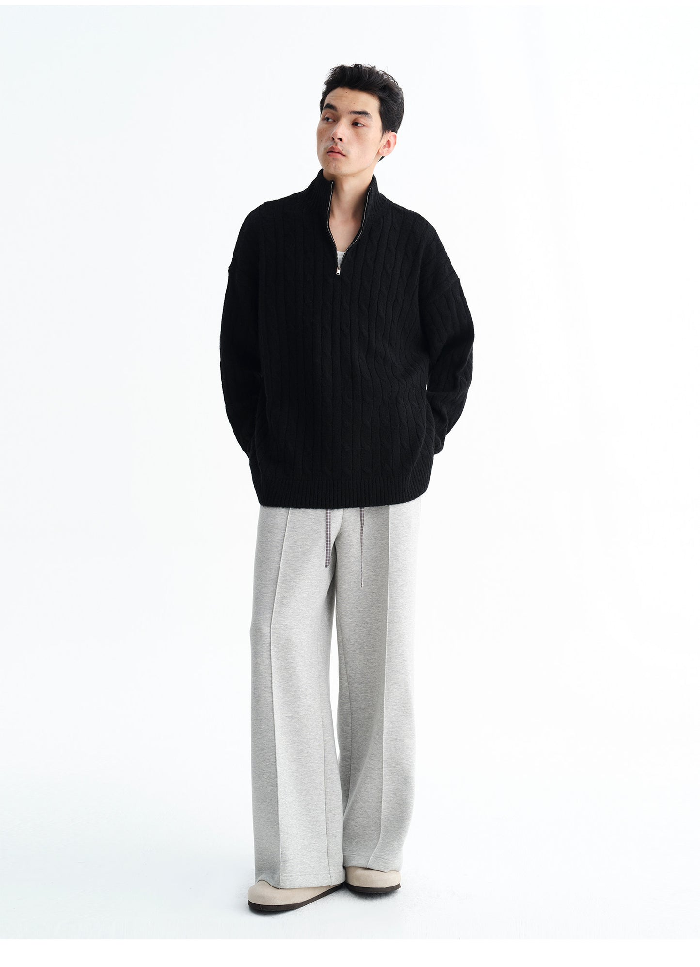 Loose-Fit Half-Zip Sweater