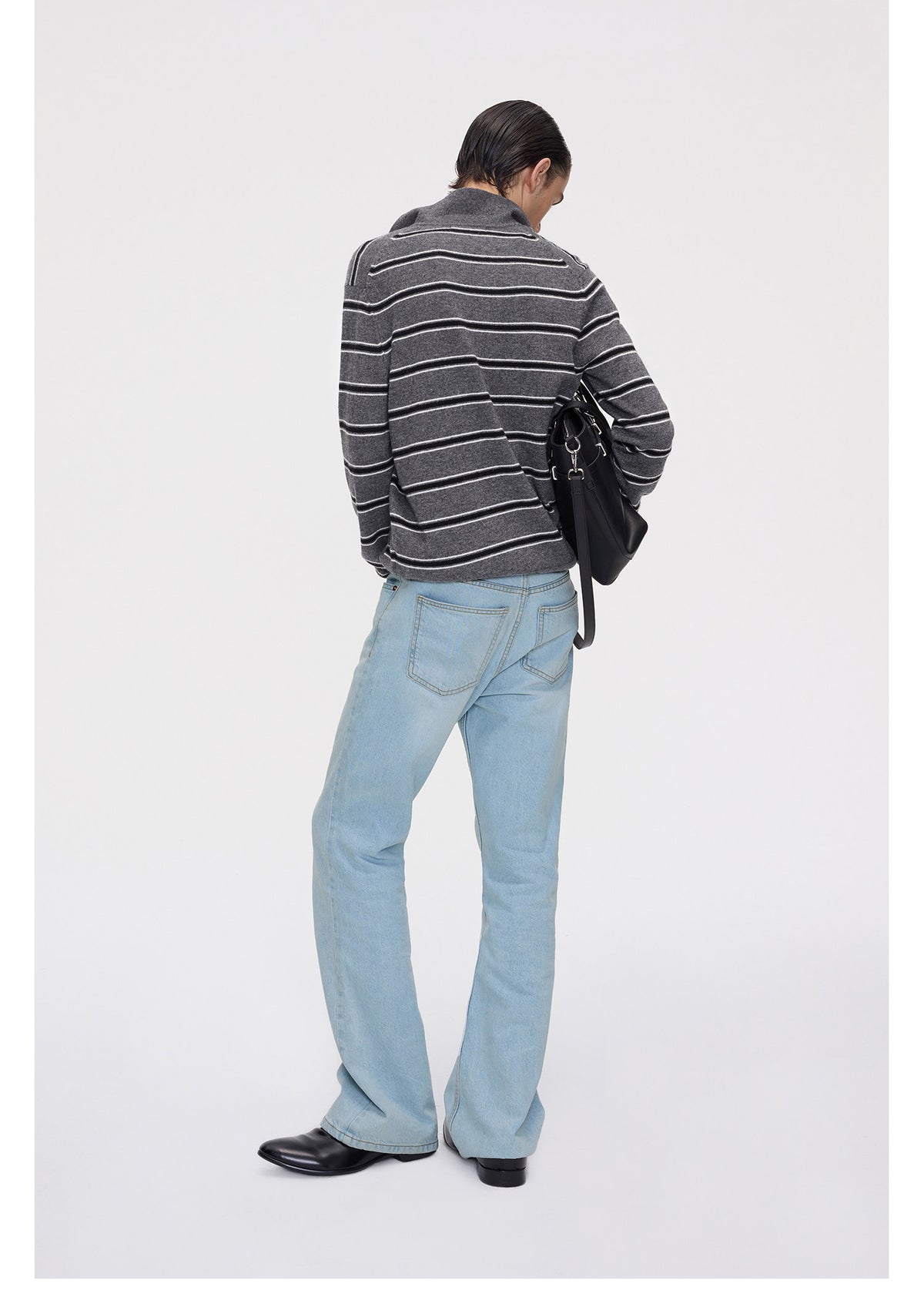 Striped Polo-Knit Sweater