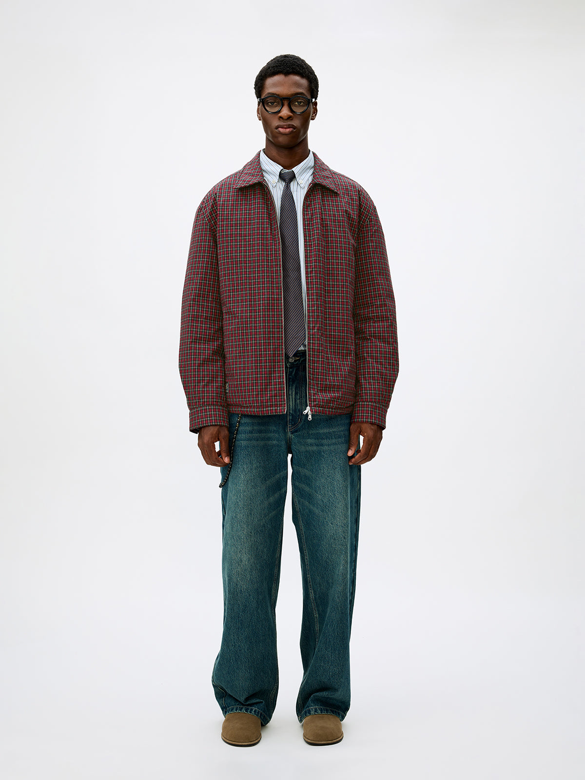 Checkered White Duck Down Jacket