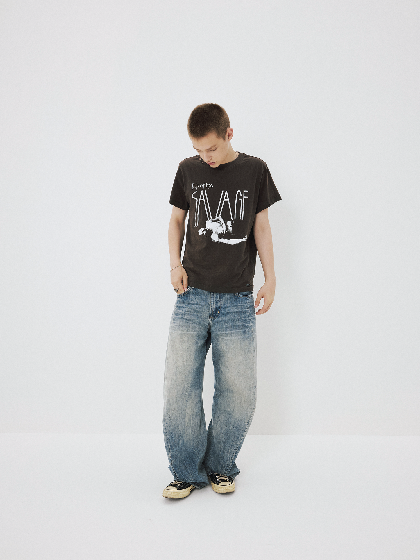Vintage-Style Washed T-Shirt