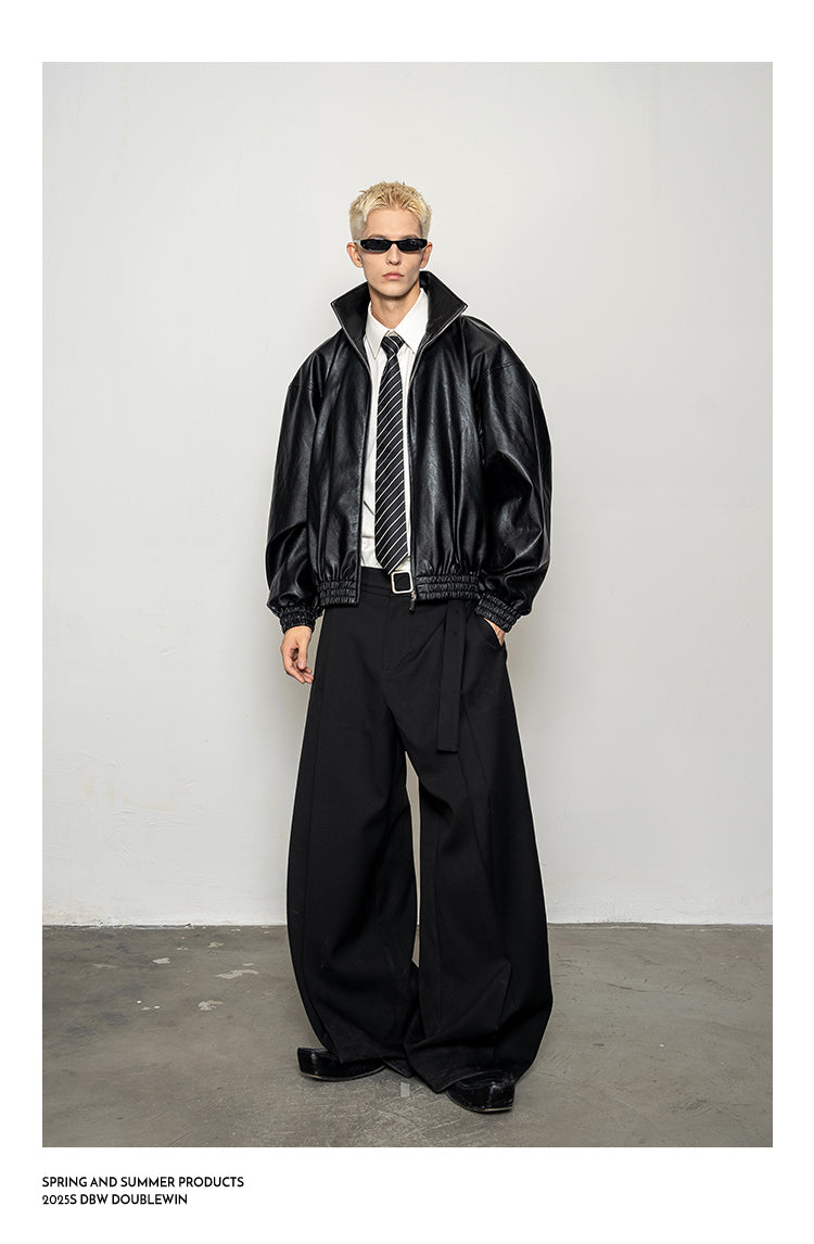 Draping Leather Jacket