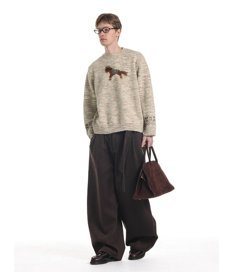 Unisex Tassel Jacquard Pony Sweater