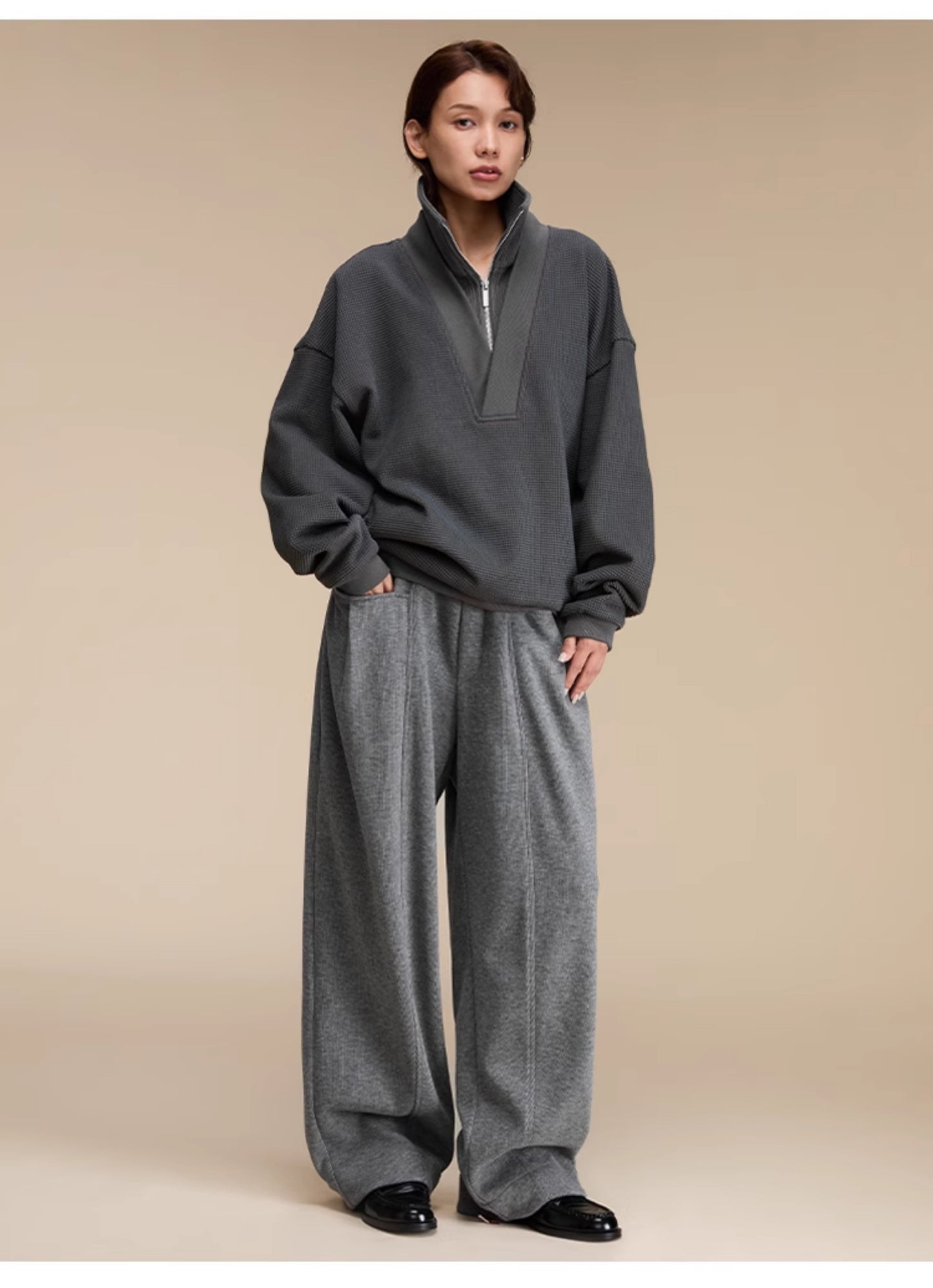 Wool blend elastic waist sweatpants