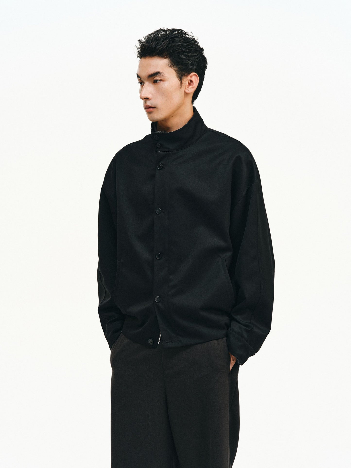 Checkered Splicing Harrington Jacket