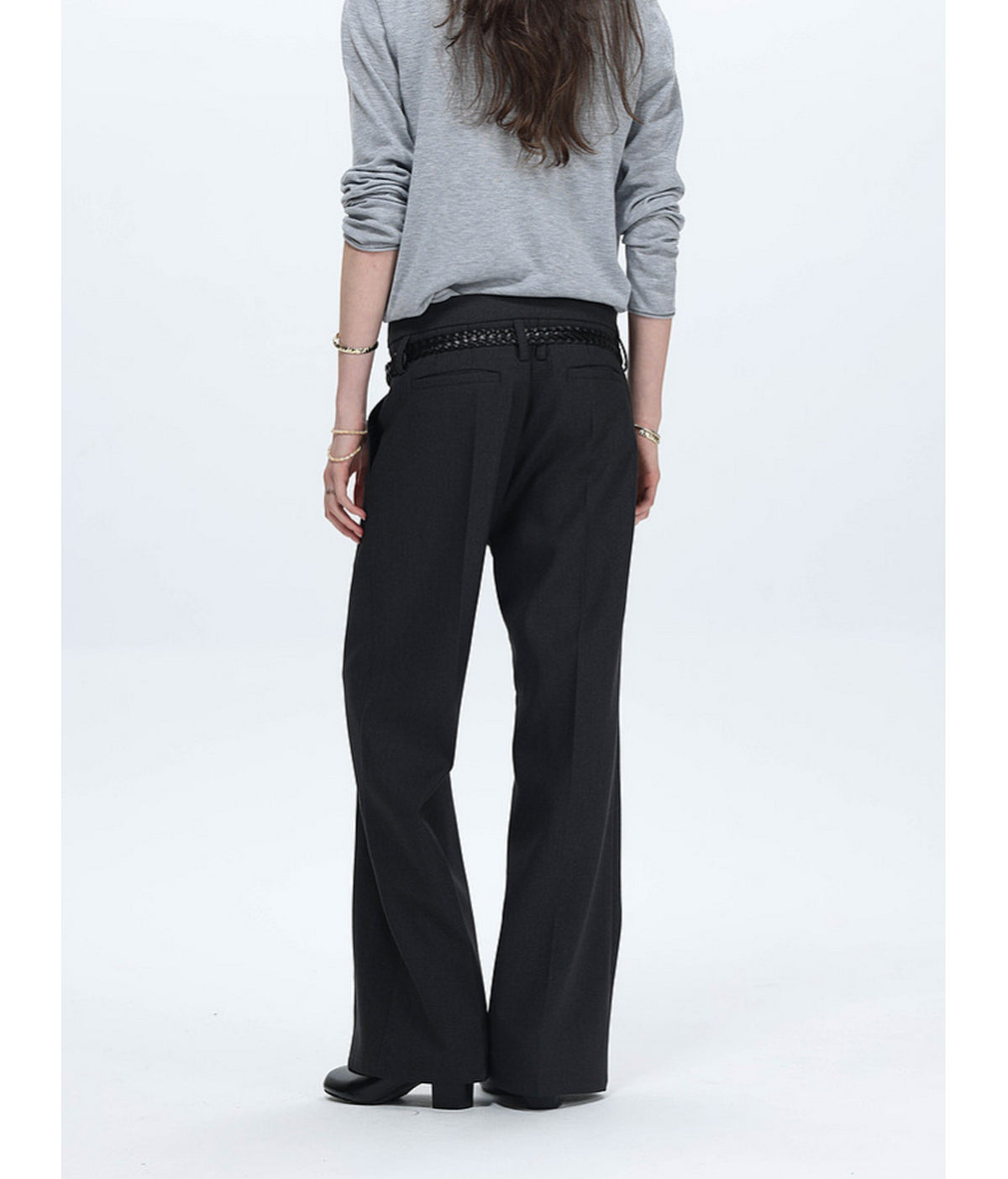 Straight-Pleated Casual Pants