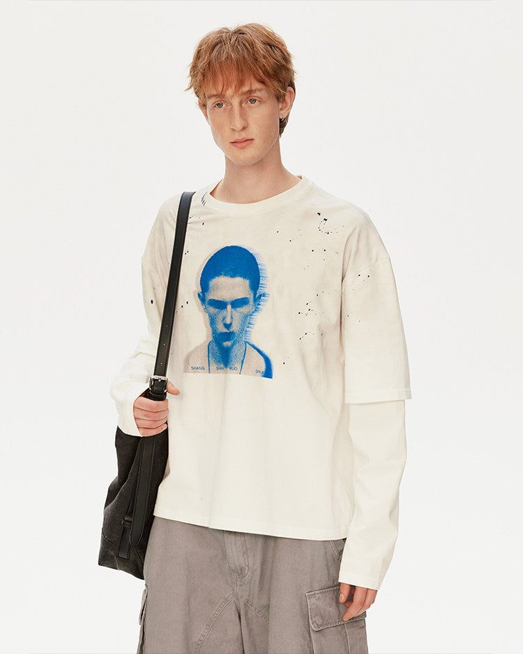 레트로 스타일 빈티지 프린트 투피스 티셔츠