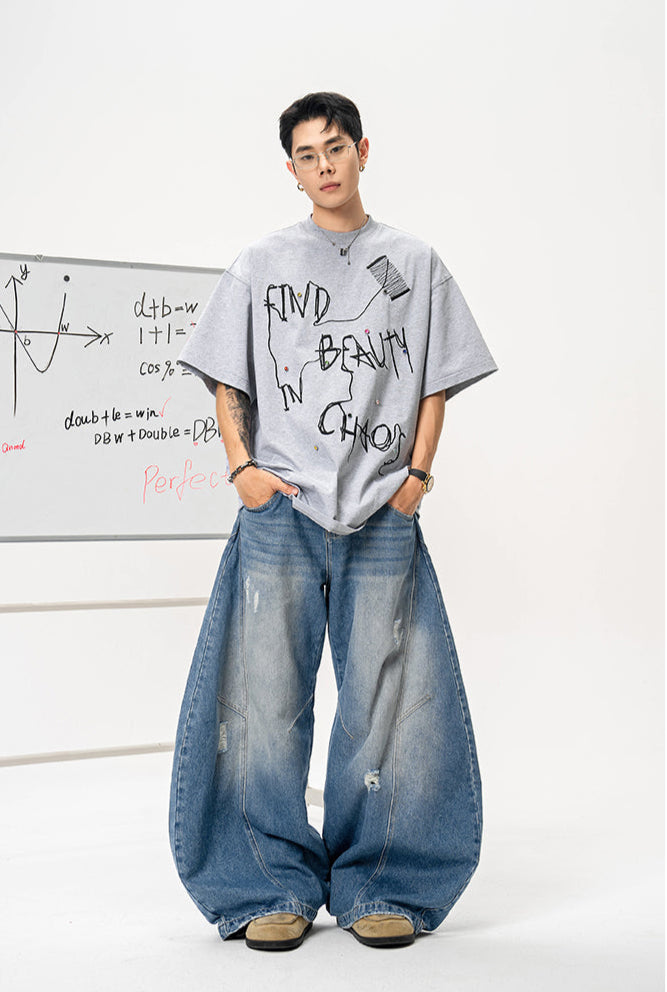 Graffiti Embroidered Loose T-Shirt