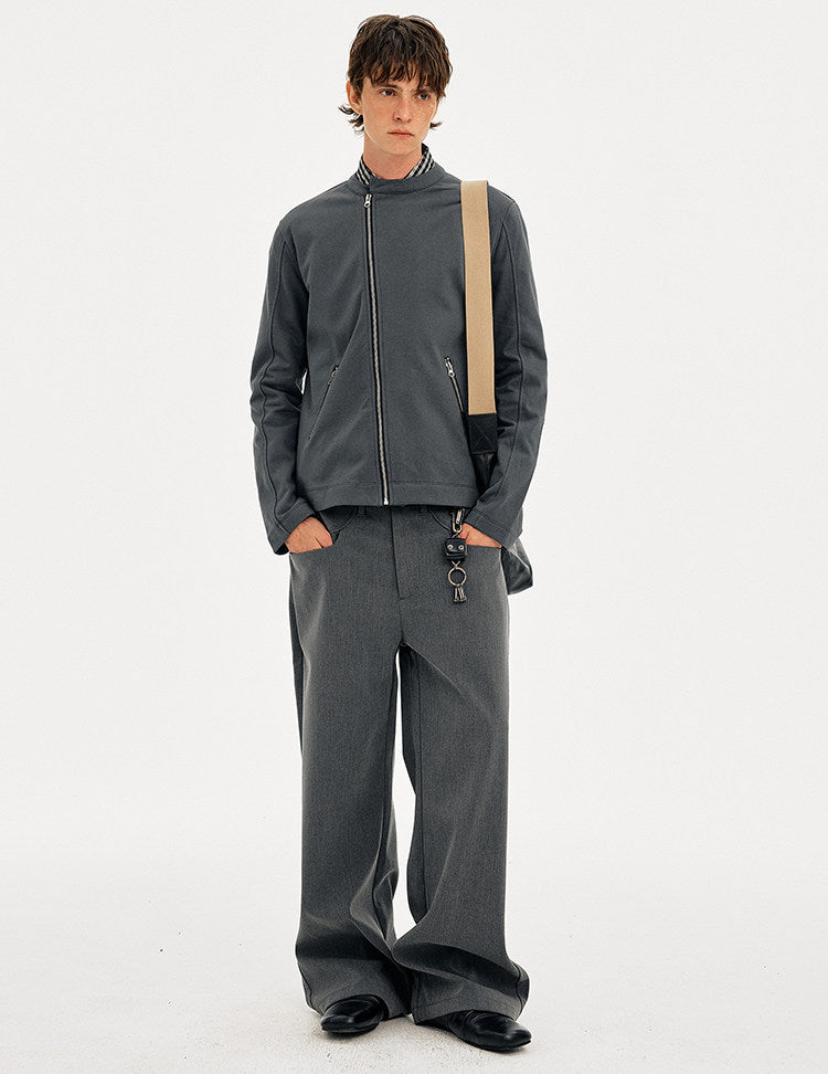 Sweatshirt with Diagonal Zipper Design