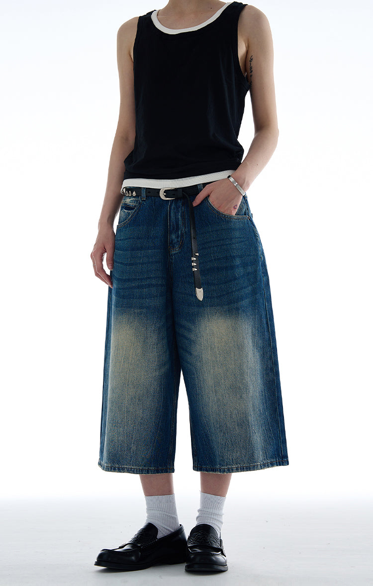 Old wash denim shorts