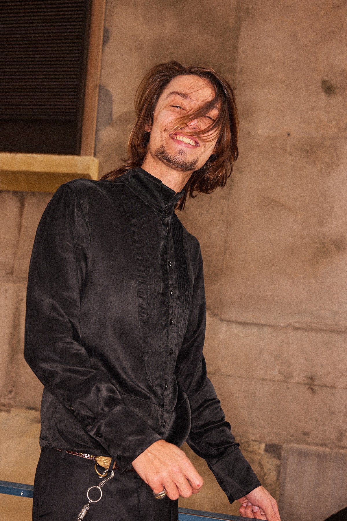 Cupro Silk Stand Collar Shirt