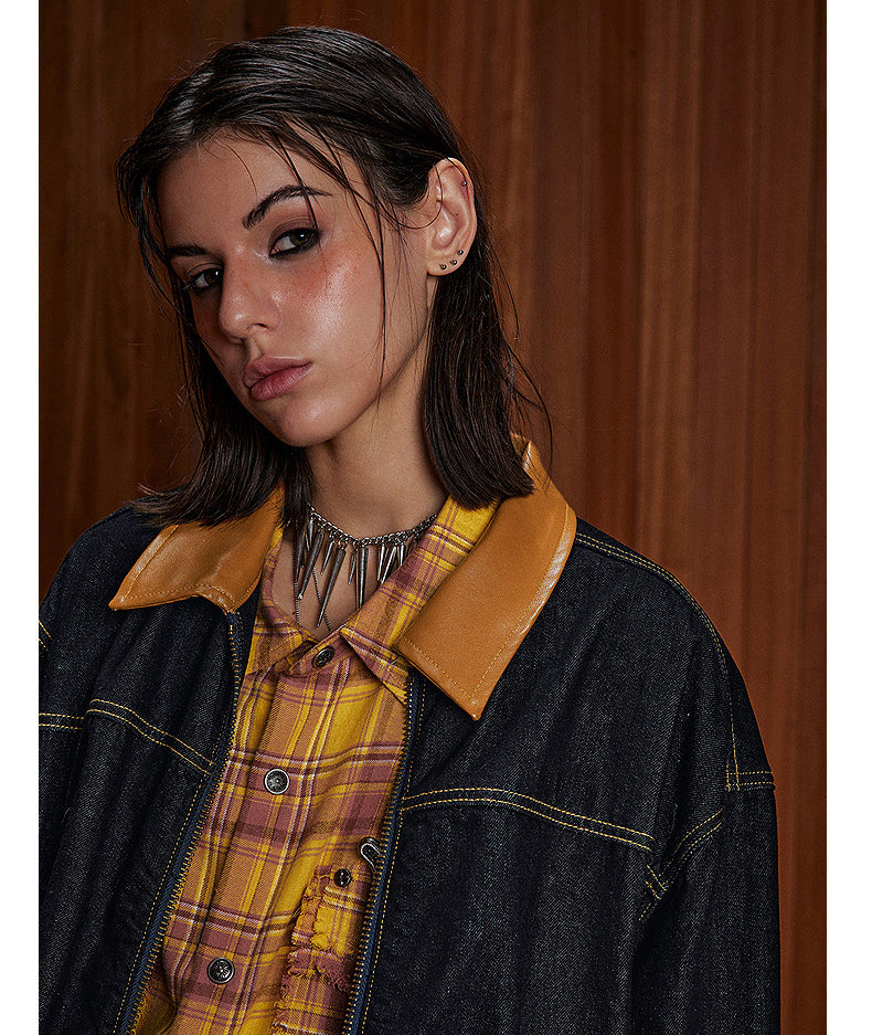 Contrast Lapel Denim Jacket