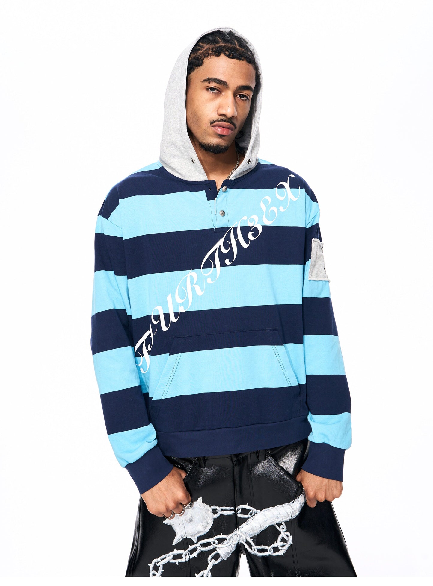 Blue Stripe Print Sweatshirt