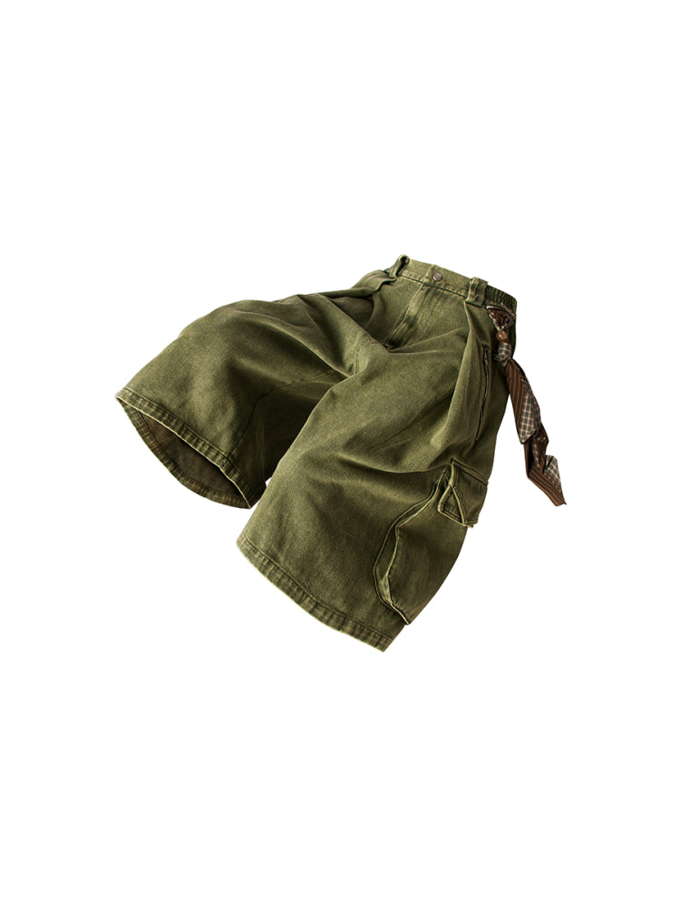 Cropped pants with detachable scarf