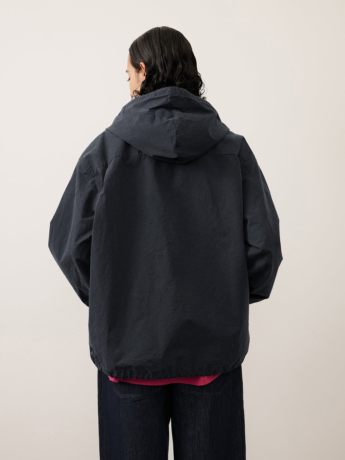 Hooded cotton zip-up jacket