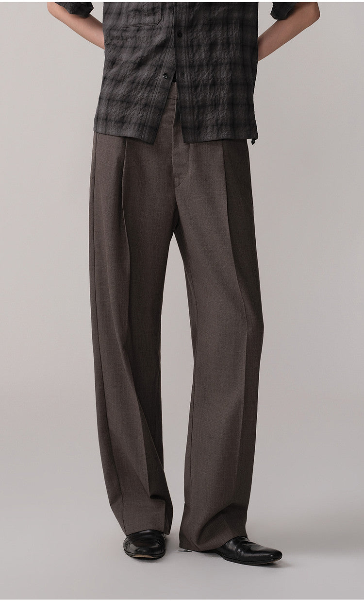 Pleated Oak Waist Casual Pants