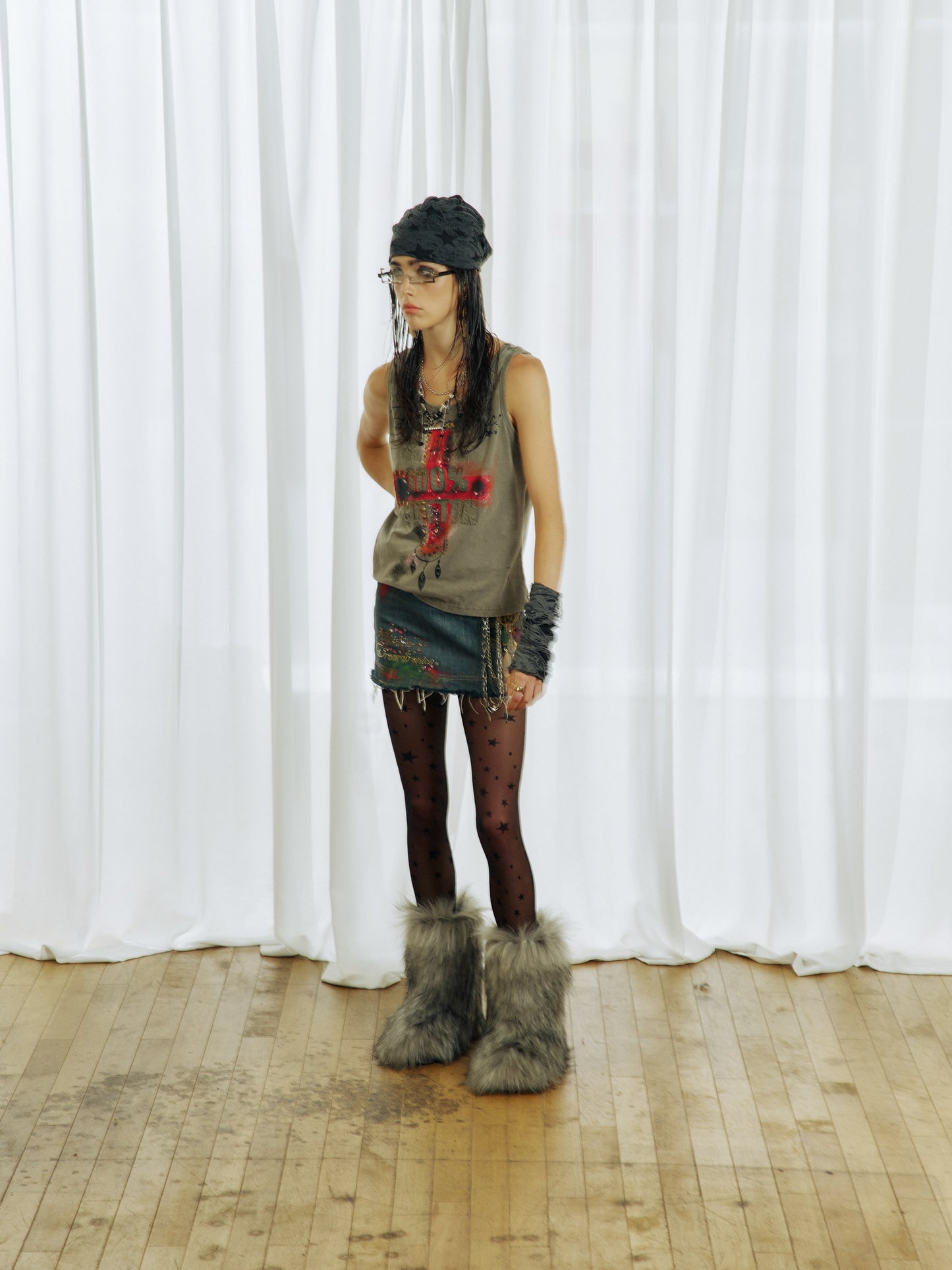 Ink-Washed Distressed Tank Top