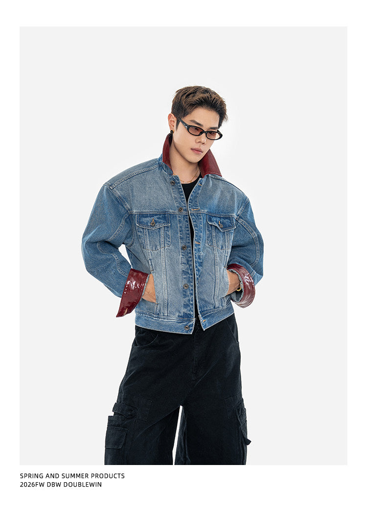 Oil-Waxed Leather Denim Jacket
