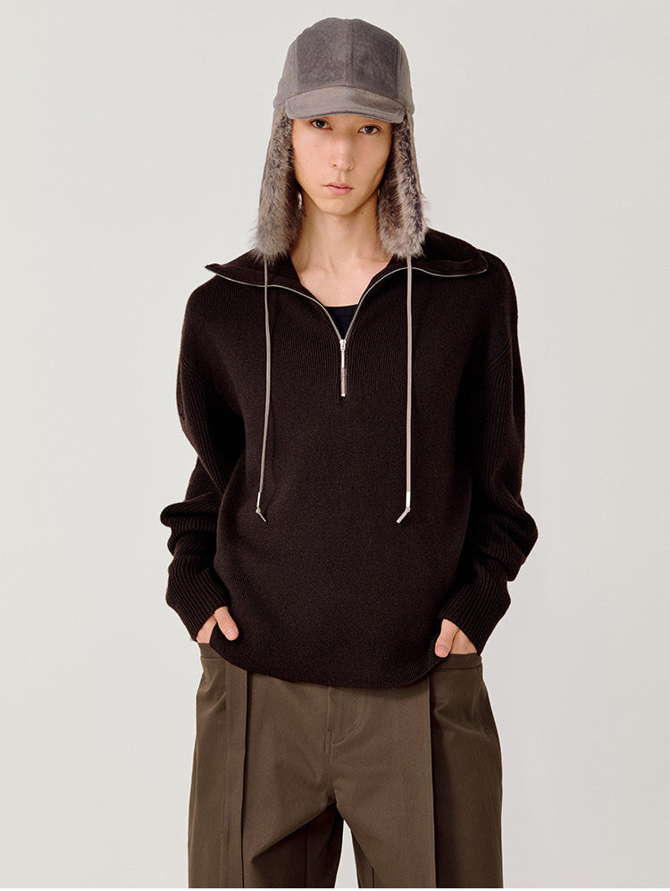 Half-Zip Stand Collar Sweater