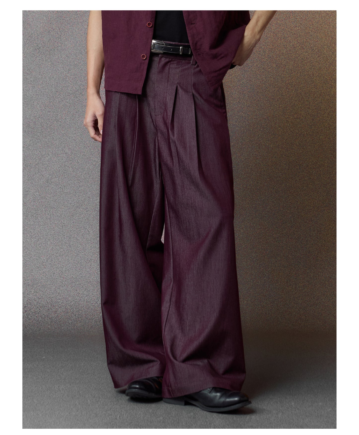 Draped Straight-Leg Pants