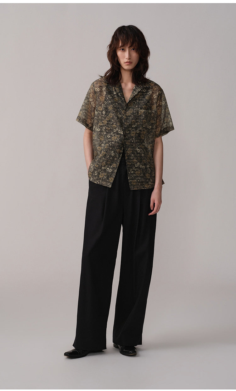 Straight-Leg Casual Pants with Elastic Waistband