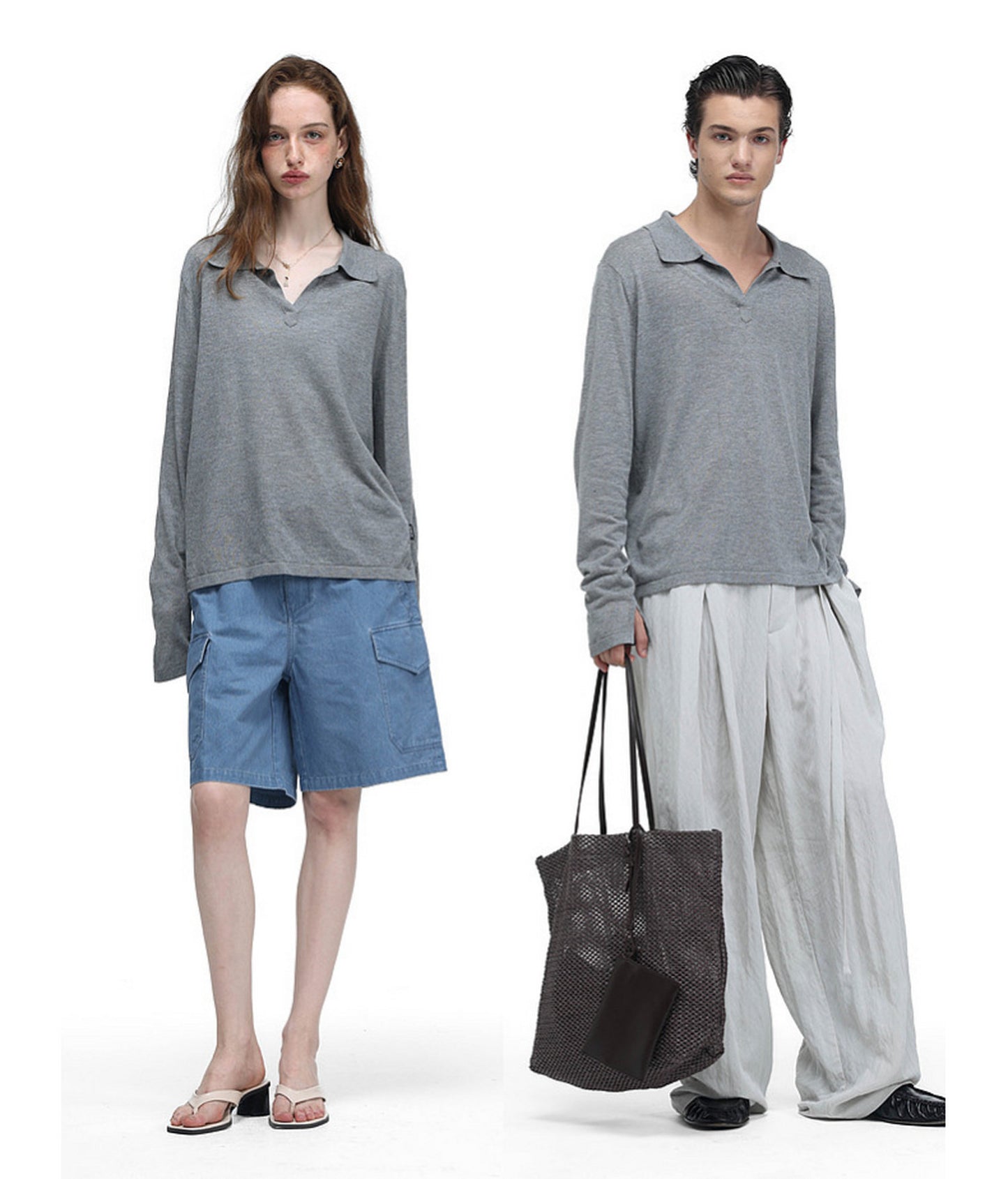 Linen-Blend Knit Polo Shirt