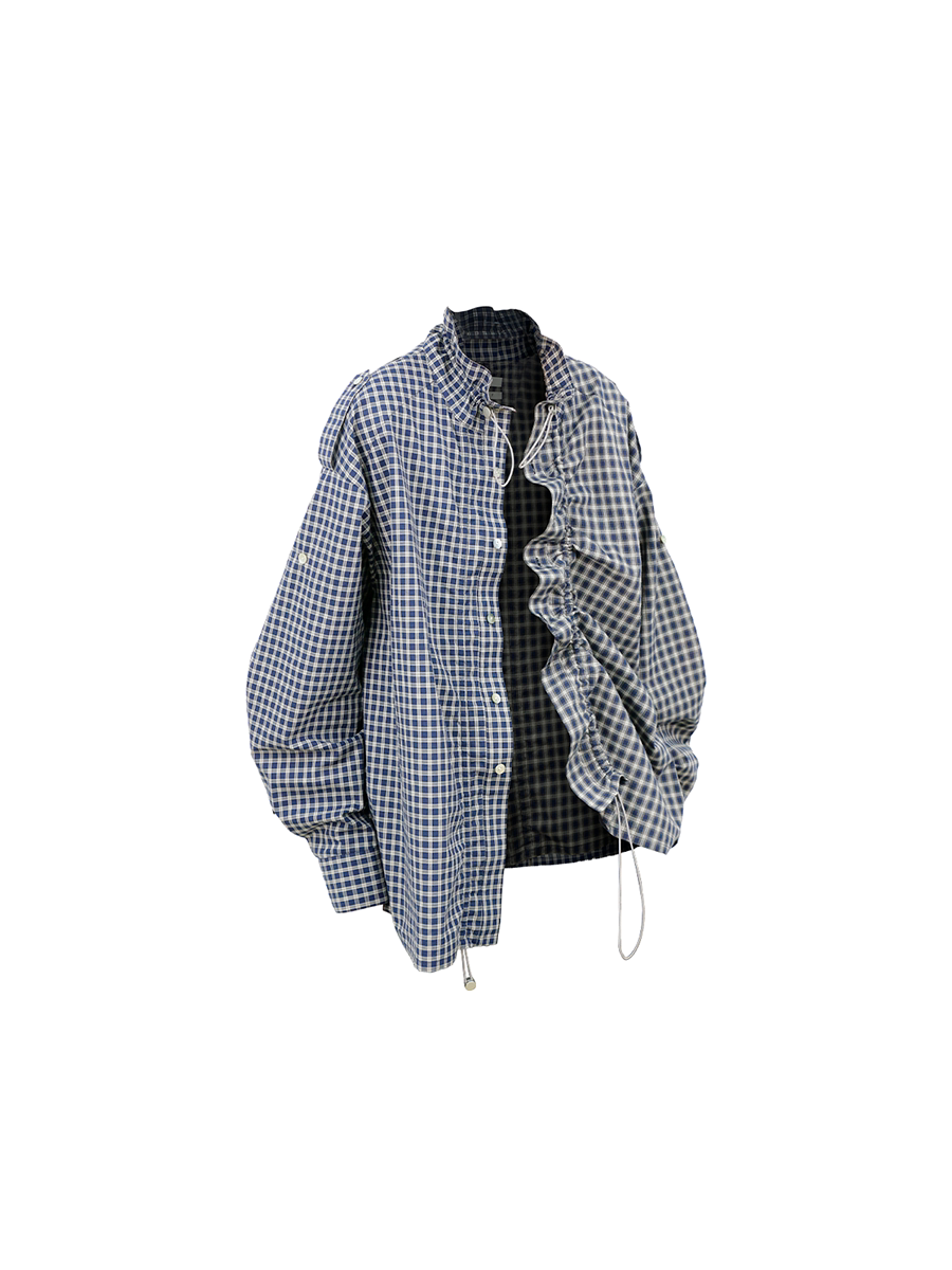 Asymmetrical plaid shirt