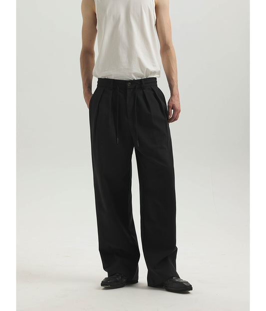 Draped drawstring casual pants