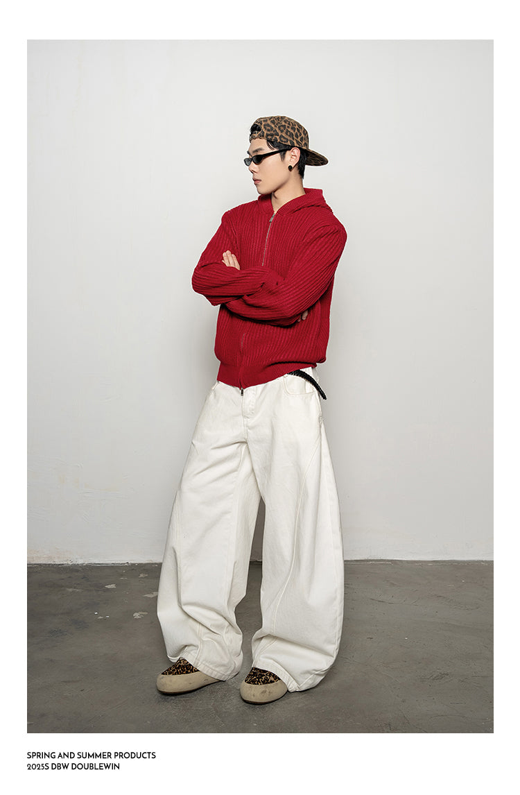 Thick Rib Hooded Knit Cardigan