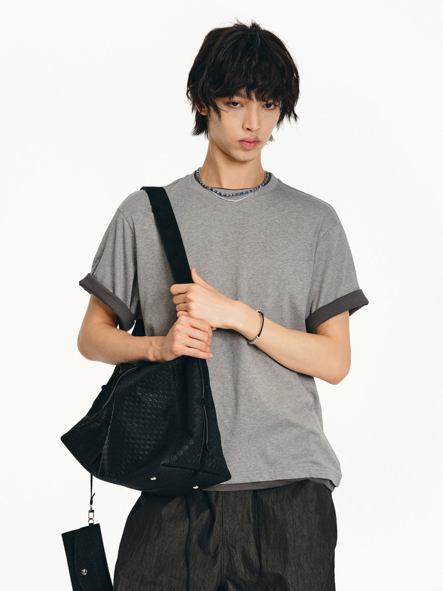 Matte-embossed shoulder bag