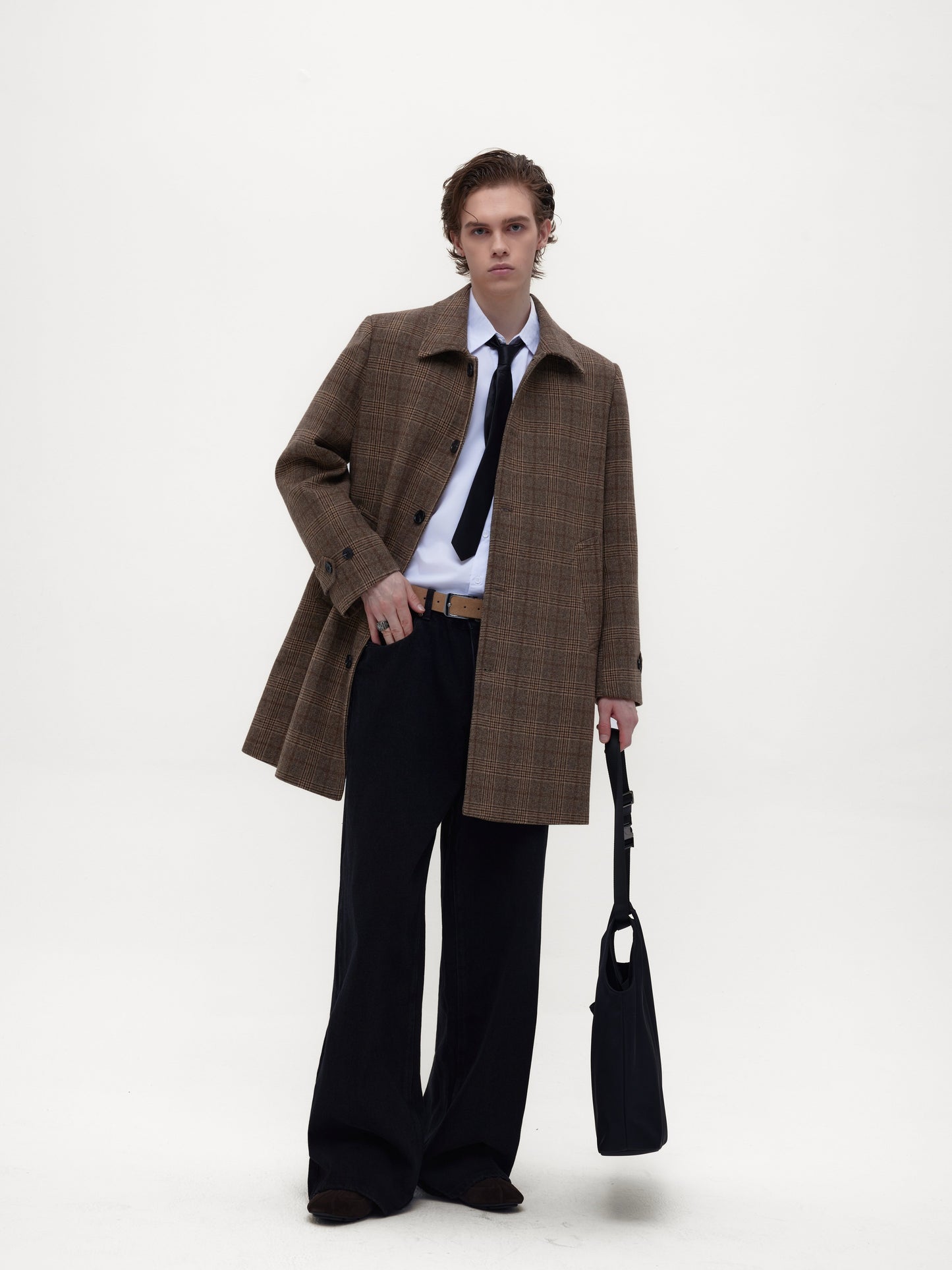 Checkered Mid-Length Coat