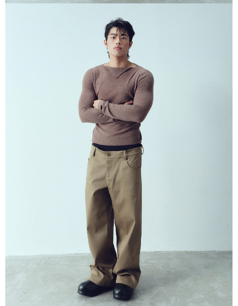 Double-Waistband Casual Pants