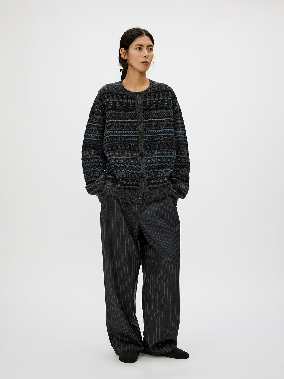 Crew Neck Button-Down Cardigan