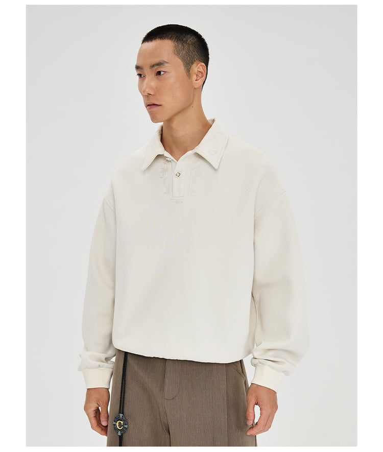 Embroidered polo sweatshirt