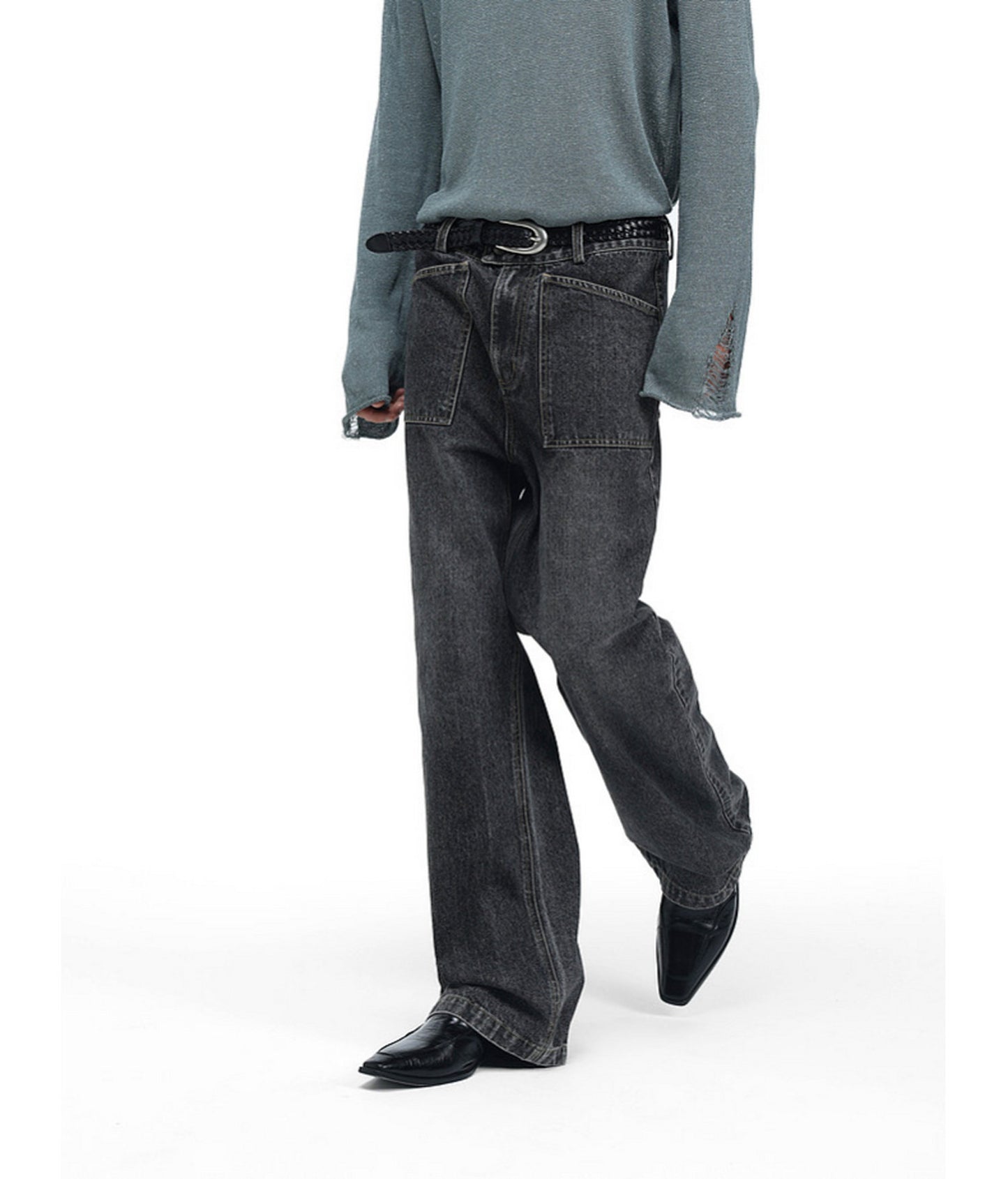 Wash-Mat Mid-Rise Straight-Leg Jeans