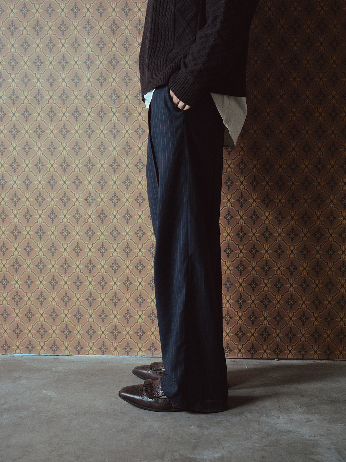 Wool Stripe Casual Pants