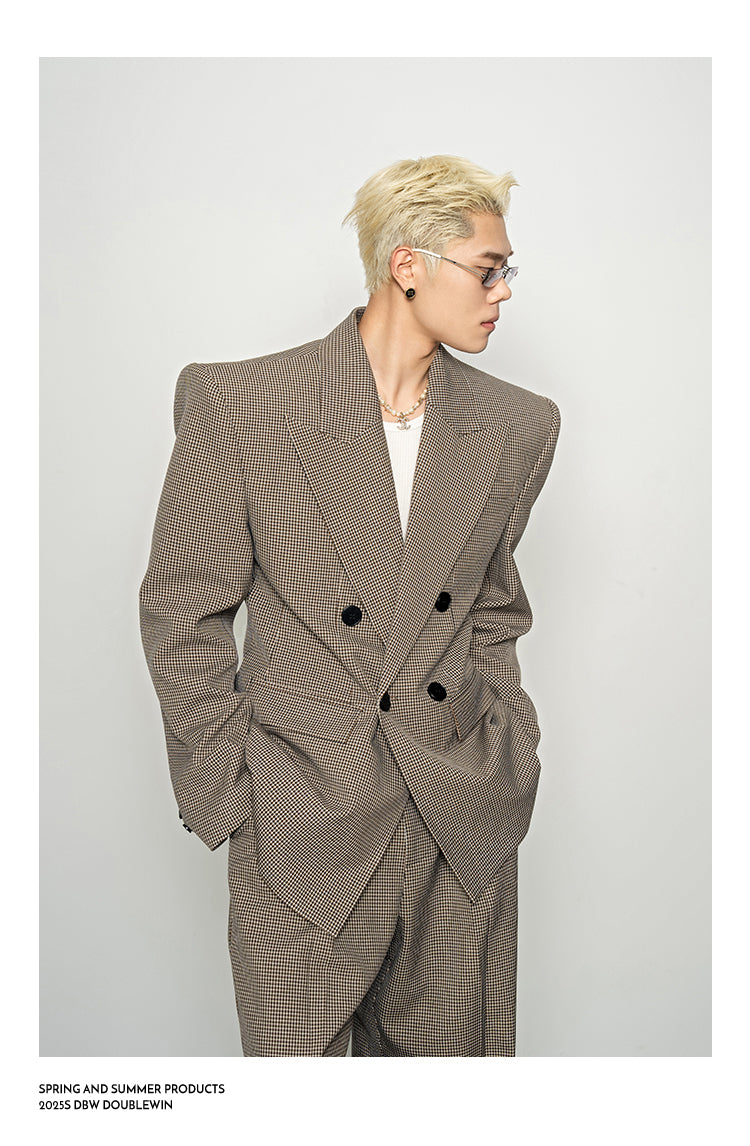 Retro Style Houndstooth Suit