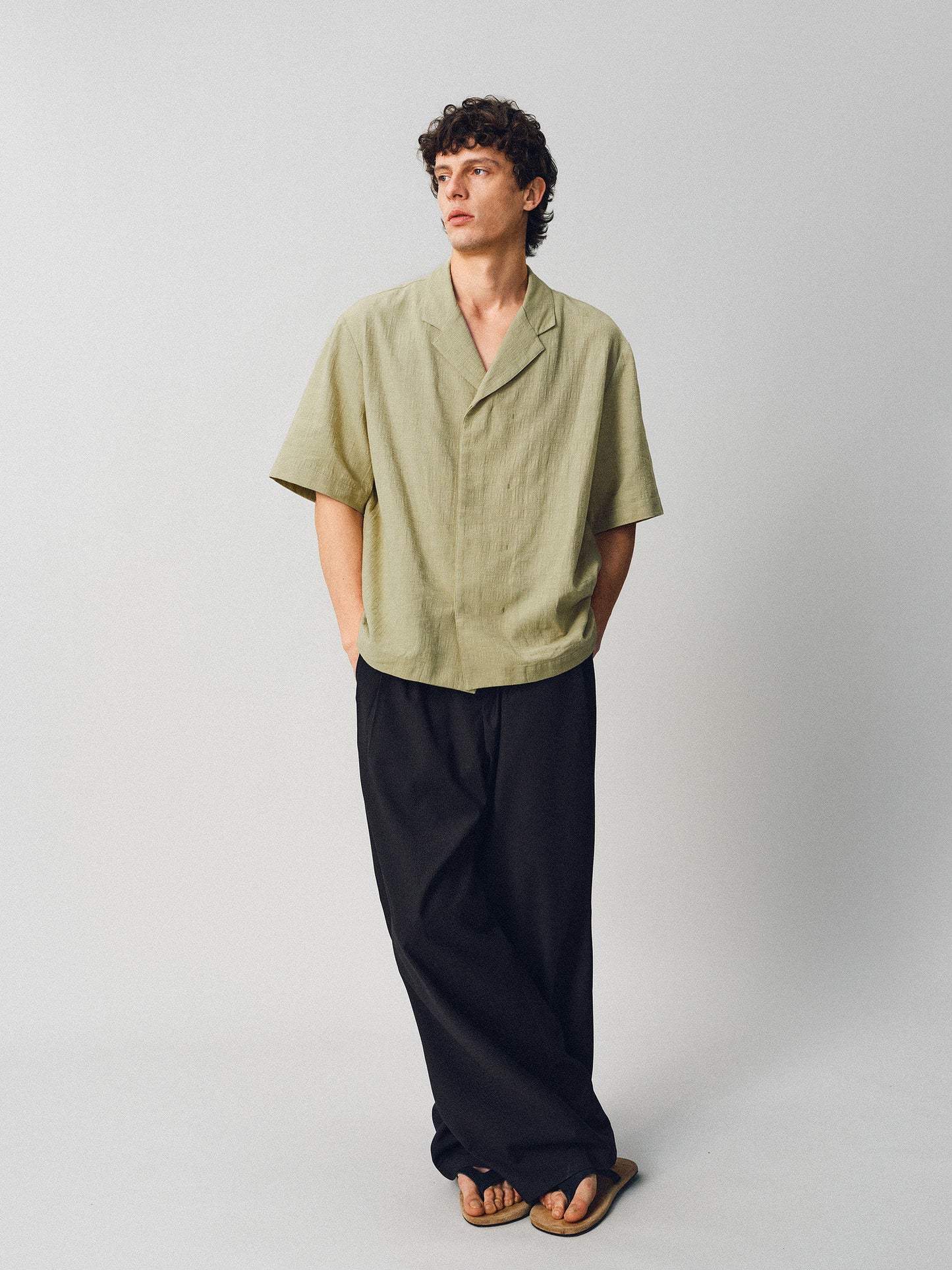 Textured Cuban-collar shirt