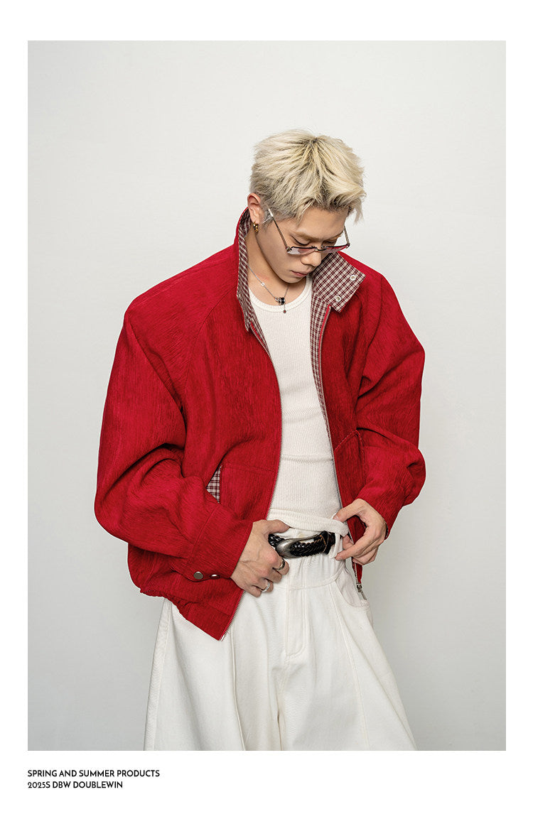 Color-block Check Pattern Jacket