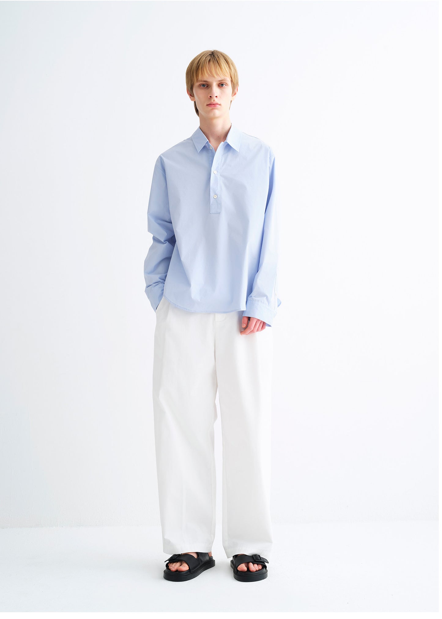 3D-Cut Straight-Leg Casual Wide-Leg Pants