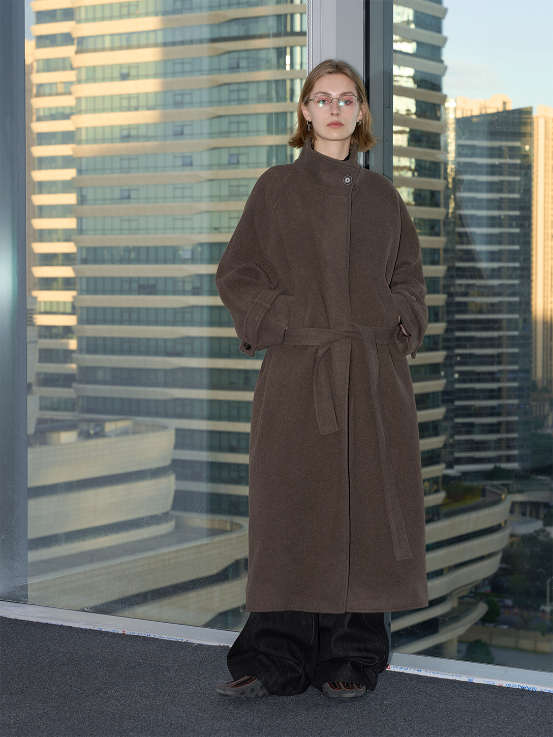 Stand Collar Wool Coat