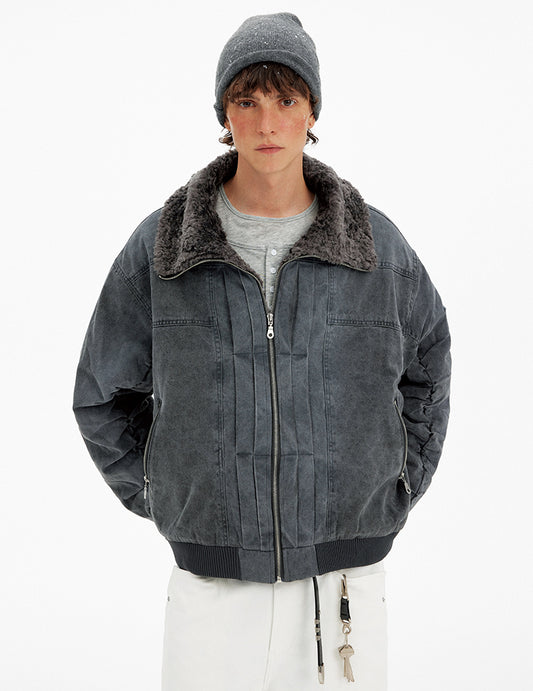 Distressed Pleated Jacket