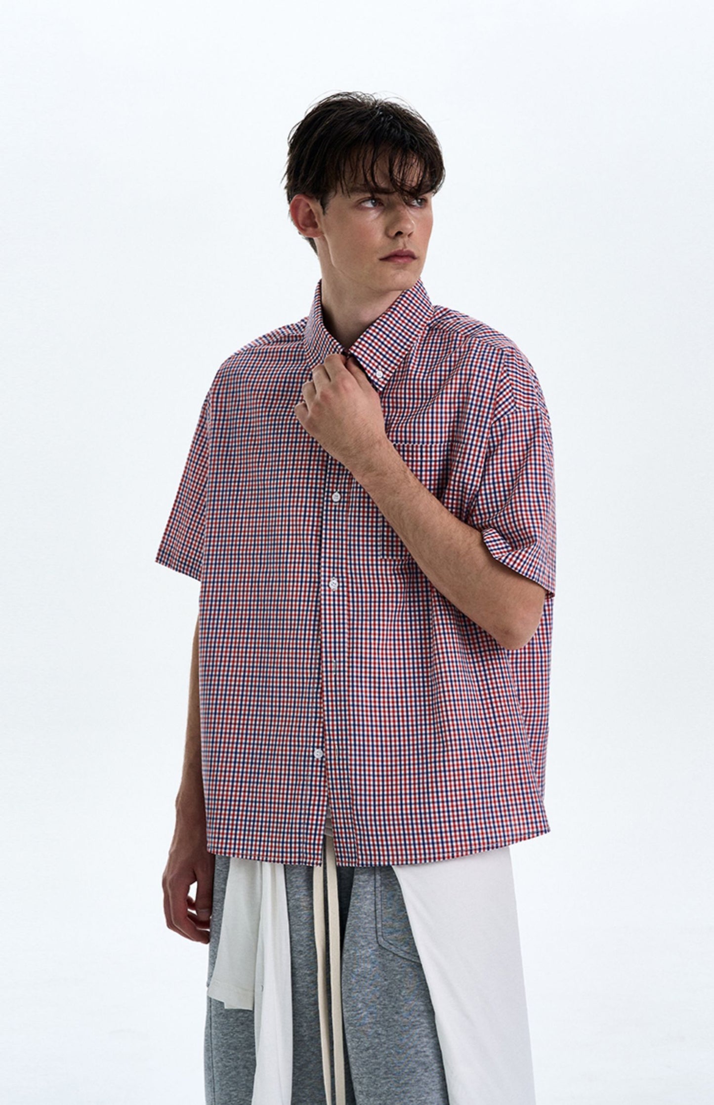 Contrast Color Check Shirt