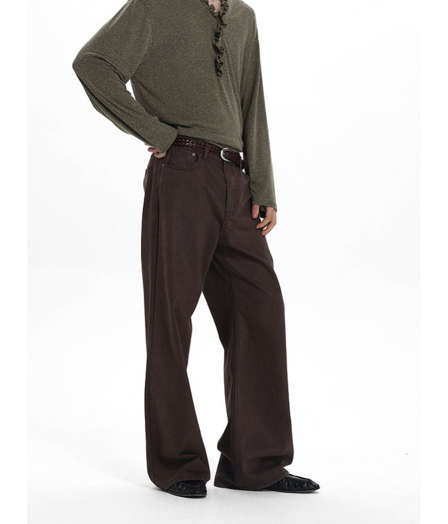 Low-Waist Straight-Leg Casual Pants