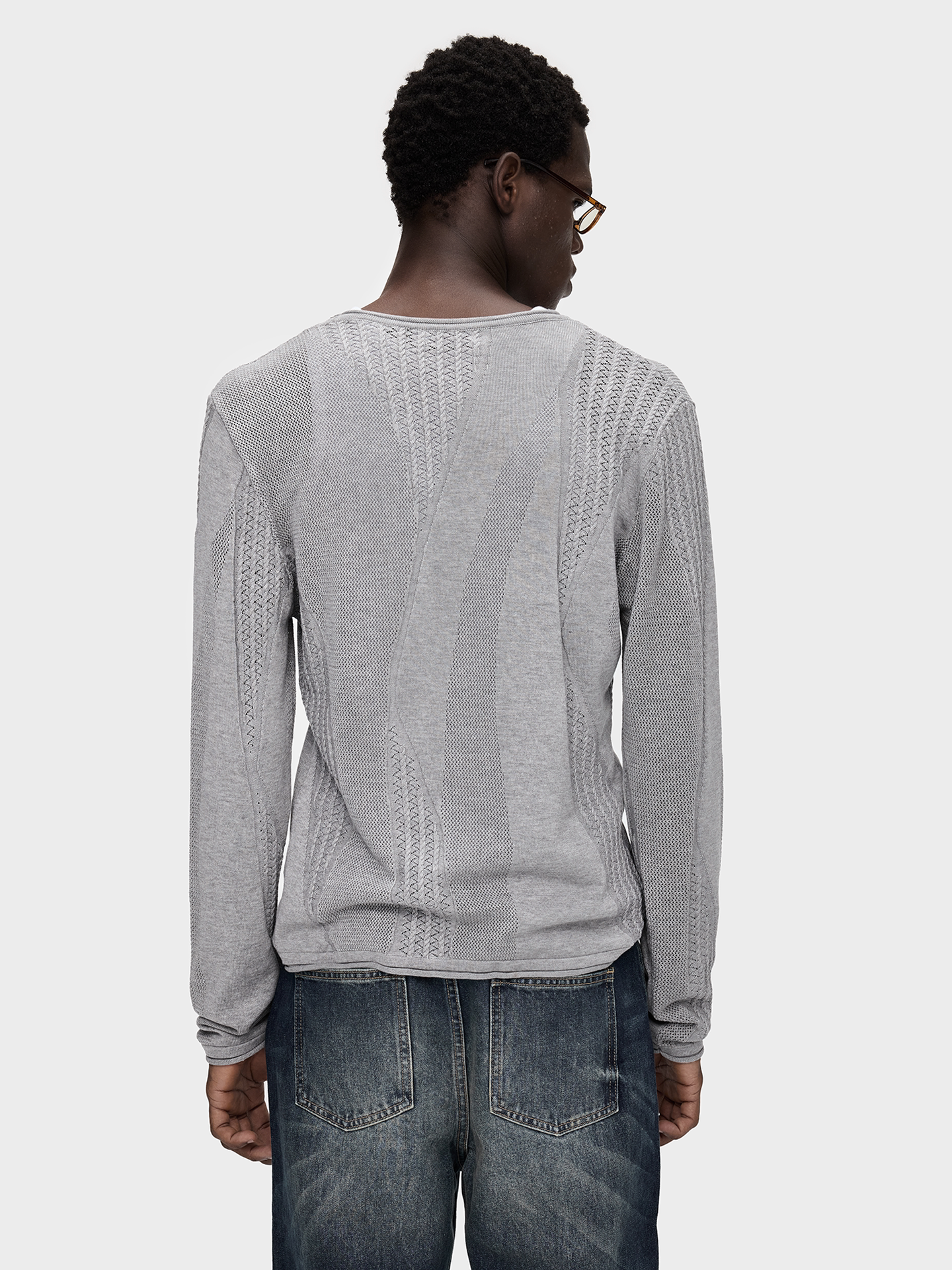 Round-Neck Rolled-Edge Knit Shirt