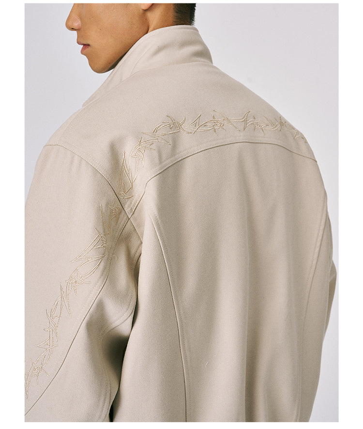 Stand Collar Embroidered Jacket