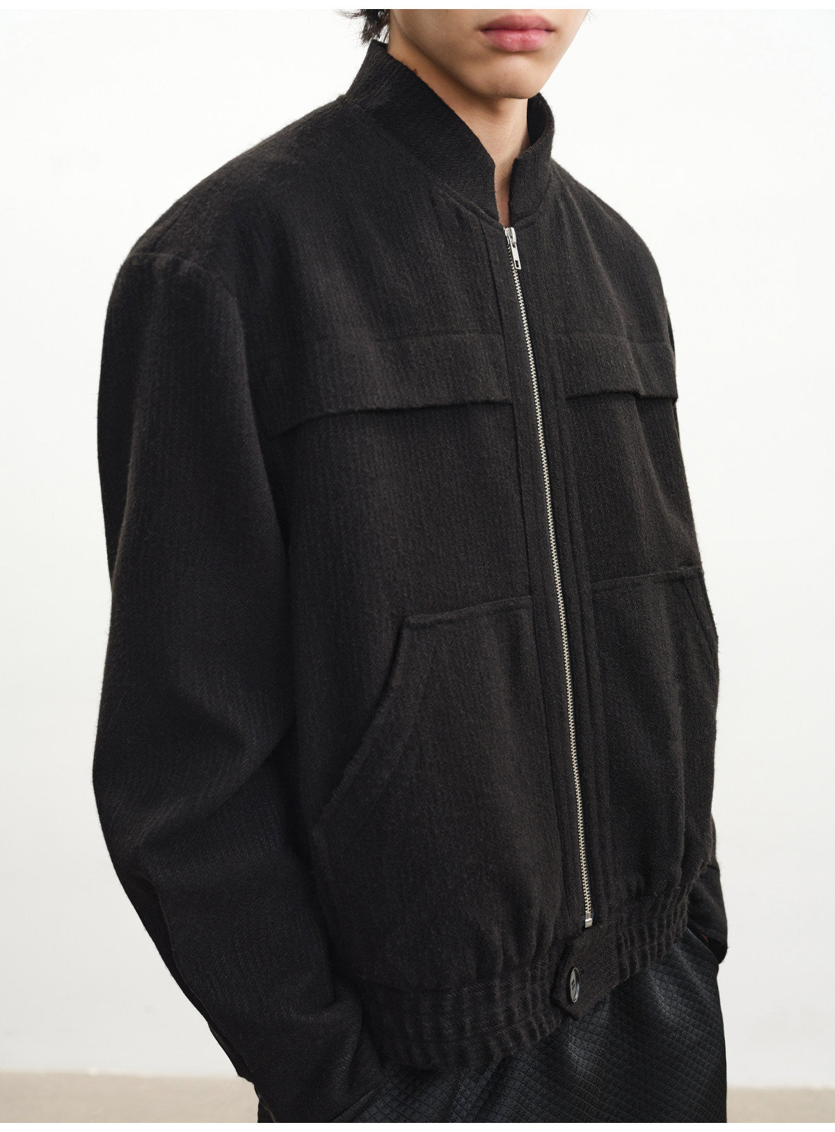 Stand Collar Wool Jacket