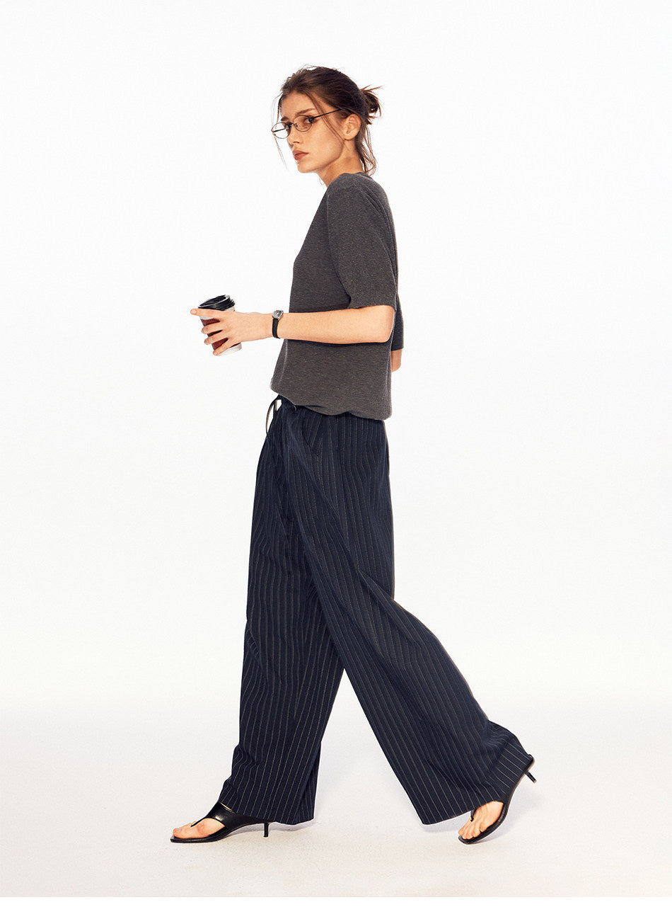 Solid-Color Faux Two-Piece Knit Shirt