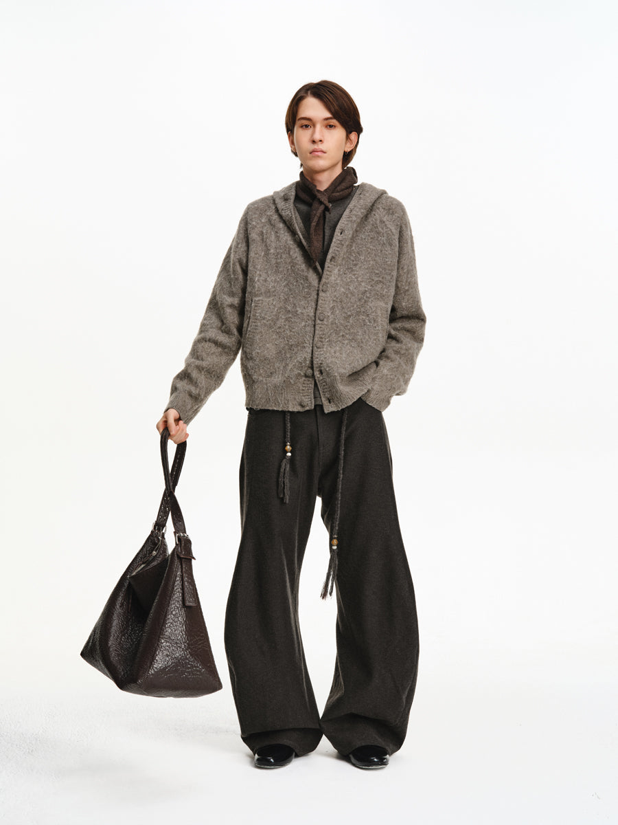 Hooded button-down cardigan