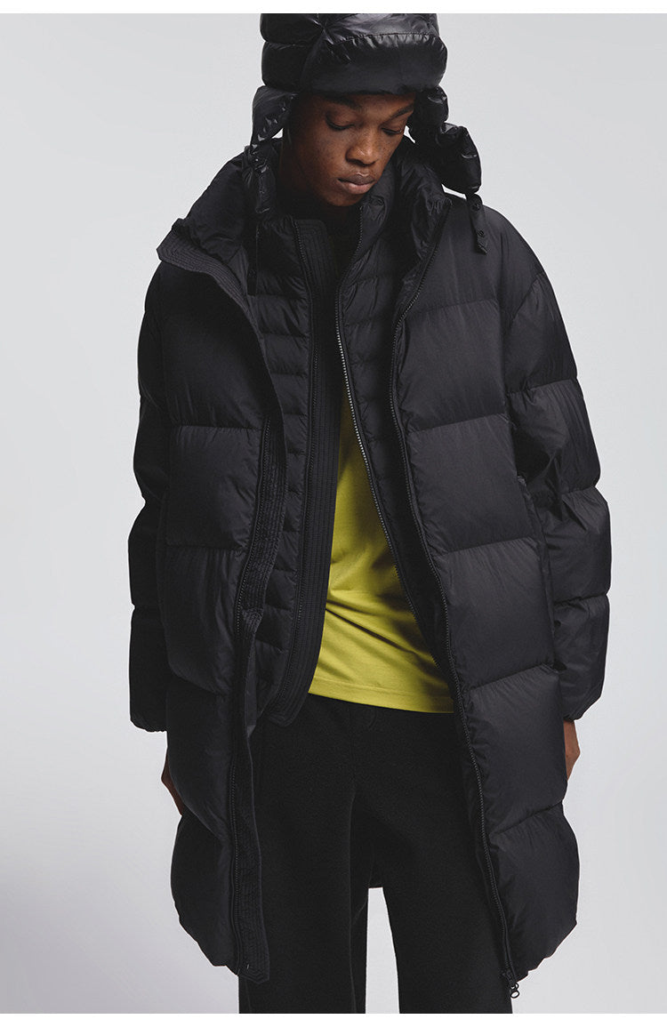 Lightweight Wrinkle-Processed Long Down Coat