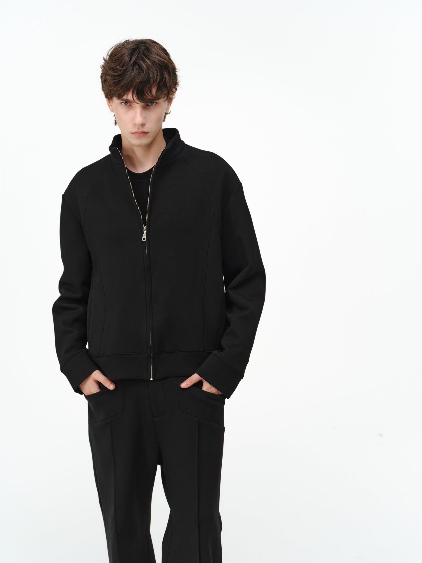 Stand-up Collar Zip-Up Sweatshirt